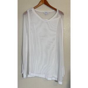 Nordstrom Sweater Women Medium White Coastal Linen Blend Open Knit Beachy Casual